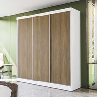 Guarda-Roupa Casal Kappesberg 3 Portas Reversiveis de Correr 2 Cabideiros Branco/Nogueira