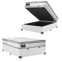 Cama Box Baú Casal Gazin Colchão Molas Ensacadas 138x188x65cm New Branco Linho
