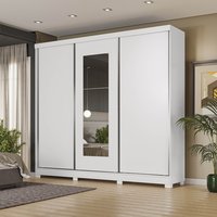Guarda-Roupa Casal Kappesberg com 3 Portas Reversíveis de Correr 3 Espelhos 4 Gavetas Branco