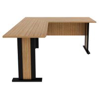 Mesa Escrivaninha De Canto Para Escritório 160 cm ME4195 Amendoa Preto Tecno Mobili