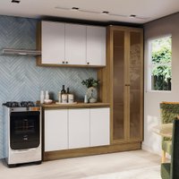 Armário de Cozinha Compacta 100% MDF 192cm Nogueira/Branco Celeste Kappesberg