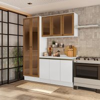 Armário de Cozinha Compacta com Vidro Reflecta 100% MDF 192cm Branco Celeste Kappesberg