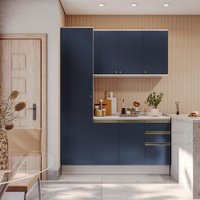 Armário de Cozinha Compacta 100% MDF 170cm Branco/Azul Profundo Celeste Kappesberg