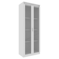 Armario Multiuso 2 Portas Vidro 160X60 cm AM3111 Branco Tecno Mobili