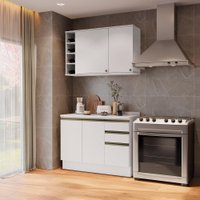 Armário de Cozinha Compacta Garrafeiro 100% MDF 120cm Branco Celeste Kappesberg
