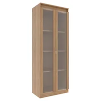 Armario Multiuso 2 Portas Vidro 160X60 cm AM3111 Amendoa Tecno Mobili