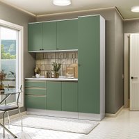 Armário de Cozinha Compacta 100% MDF 190cm Branco/Verde Celeste Kappesberg