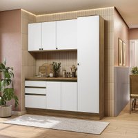 Armário de Cozinha Compacta 100% MDF 190cm Nogueira/Branco Celeste Kappesberg