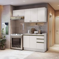 Armário de Cozinha Compacta 3 Gavetas 100% MDF 200cm Branco Celeste Kappesberg