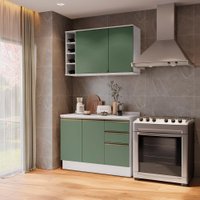Armário de Cozinha Compacta Garrafeiro 100% MDF 120cm Branco/Verde Celeste Kappesberg