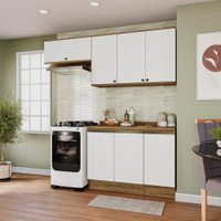 Armário de Cozinha Compacta 100% MDF 200cm Nogueira/Branco Celeste Kappesberg