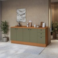 Balcões de Cozinha 200cm Canela/Verde Frevo Pixel Kappesberg