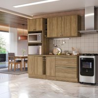 Armário de Cozinha Compacta 100% MDF 205cm Nogueira Celeste Kappesberg