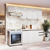 Armário de Cozinha Completa 100% MDF 240cm Branco Celeste Kappesberg