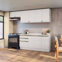 Armário de Cozinha Completa 100% MDF 260cm Branco Celeste Kappesberg