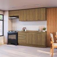 Armário de Cozinha Completa 100% MDF 260cm Nogueira Celeste Kappesberg