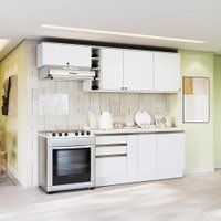 Armário de Cozinha Completa Garrafeiro 100% MDF 260cm Branco Celeste Kappesberg