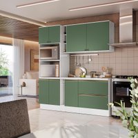 Armário de Cozinha Compacta 100% MDF 205cm Branco/Verde Celeste Kappesberg