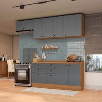 Armário de Cozinha Completa 260cm Canela/Cinza Sagrado Pixel Kappesberg