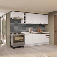 Armário de Cozinha Completa 100% MDF 300cm Branco Celeste Kappesberg