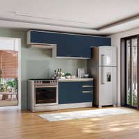 Armário de Cozinha Completa 100% MDF 280cm Branco/Azul Profundo Celeste Kappesberg