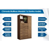 Guarda Roupa +Cômoda 2 Peças QC343 Jatoba/Areia - Santos Andirá