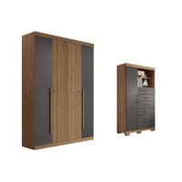 Guarda Roupa +Cômoda 2 Peças QC346 Jatobá/Grafite - Santos Andirá