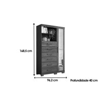 Guarda Roupa +Cômoda 2 Peças QC325 Jatobá/Grafite - Santos Andirá