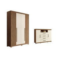 Guarda Roupa +Cômoda 2 Peças QC328 Jatoba/Areia - Santos Andirá