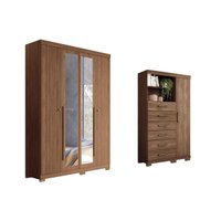 Guarda Roupa +Cômoda 2 Peças QC312 Jatobá - Santos Andirá
