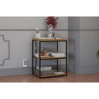 Mesa Lateral p/ Sala Industrial LI004 c/ 3 Prateleiras Canela/Preto Kappesberg