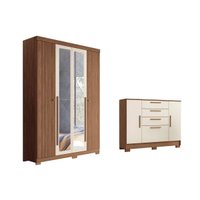 Guarda Roupa +Cômoda 2 Peças QC308 Jatoba/Areia - Santos Andirá