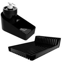 Kit Escorredor de Louças Pratos e Dispenser Porta Detergente Esponja Preto Crippa