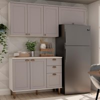 Armário De Cozinha Genialflex Iluminata Flora Branco Fendi