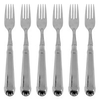 Jogo 6 Garfos Jumbo para Churrasco 20cm Aço Inox Prateado Nobre Robusto