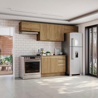 Armário de Cozinha Completa 100% MDF 280cm Nogueira Celeste Kappesberg