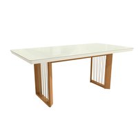 Mesa de Jantar em Madeira Maciça Eva Kappesberg Off White 200cm