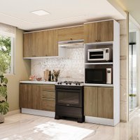 Armário de Cozinha Completa Torre Quente 100% MDF 270cm Branco/Nogueira Celeste Kappesberg