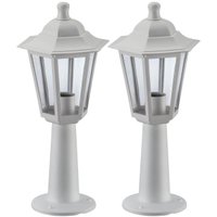 Kit 2 Balizadores Clássicos Brancos Luminárias Jardim Lente Transparente Dital Colonial