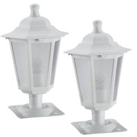 Kit 2 Postes Balizadores de Jardim Branco Colonial Alumínio 18x31cm Lente Fosca Grega Dital