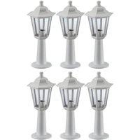 6 Balizadores Clássicos Brancos 44cm Luminárias de Chão Lente Transparente Gregos Dital