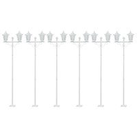 Kit 6 Postes 1,6m Luminária Branco Jardim E27 Grega Lente Fosca Clássico Dital