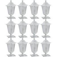 Kit 12 Luminárias de Chão 31cm Externa Decorativa Balizador de Jardim Lente Fosca Branco Dital
