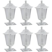 Kit 6 Balizadores Luminárias de Jardim Branco 31cm Clássico Alumínio Lente Fosca Grega Dital