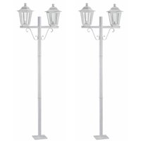 Kit 2 Postes de Jardim Duplo Luminária Externa Colonial E27 Branco Grega Dital 1,61m Tubo Alumínio