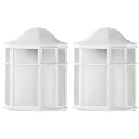 Kit 2 Arandelas Luminárias de Parede Jardim Branca Colonial 19x25cm Polipropileno Lente Fosca Dital