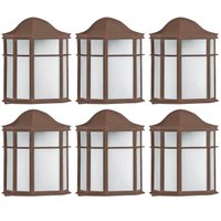 Kit 6 Arandelas Luminárias de Parede Jardim Marrom Colonial 25cm Lente Fosca De Ville Dital