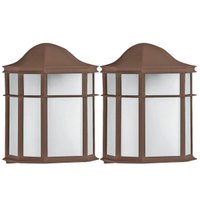 Kit 2 Arandelas Luminária de Parede Externa Marrom Colonial 25cm Lente Fosca De Ville Dital