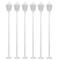 Kit 6 Postes Estacionamento 1,95m Luminárias Branco Jardim Praça 1 Lâmpada Dital