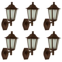 6 Arandelas Clássicas Coloniais Luminárias de Parede Marrom Lente Fosca